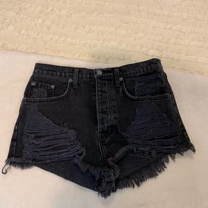 black denim shorts